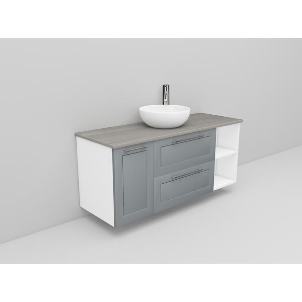 Badrumsmöbel Flexline Modell 165 120cm, Vit, Grå, Ram