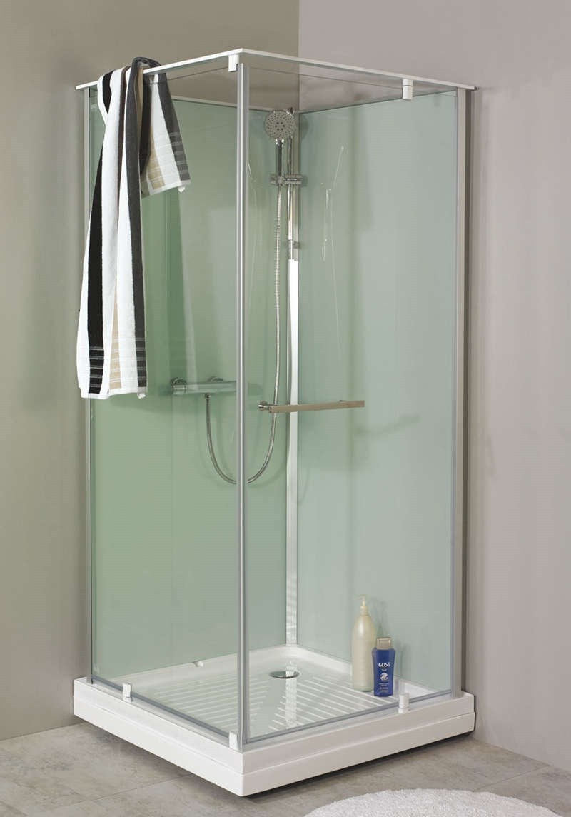 Duschkabin Ocean 90c Rak, 90x90x204cm, Klarglas, Vit Bakvägg