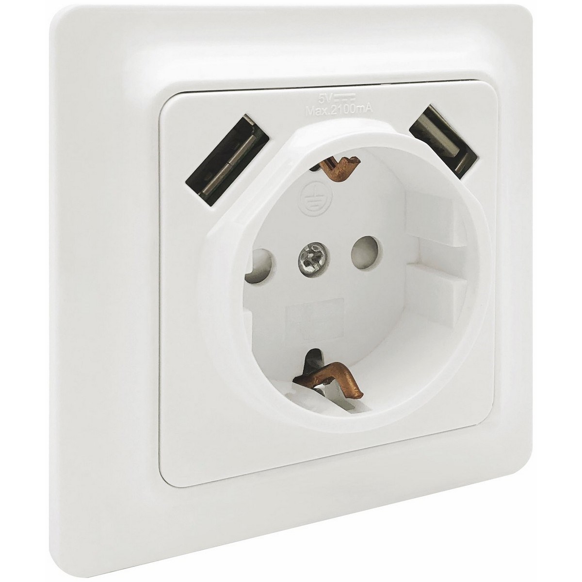 Vägguttag Gamma 1-vägs med 2 st USB-uttag