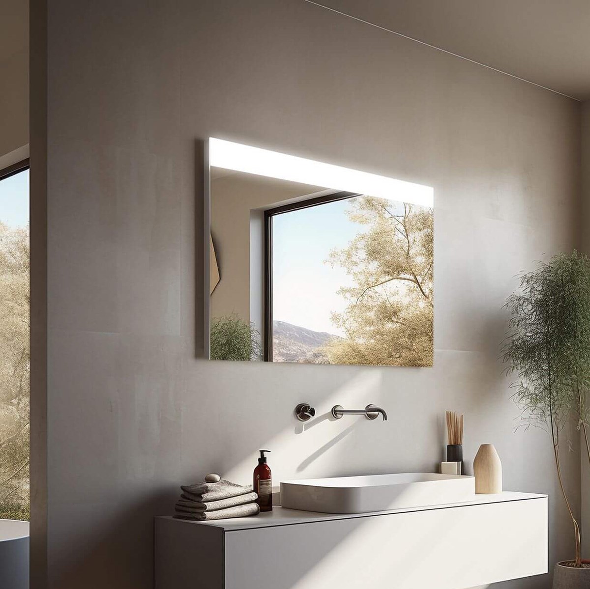 Spegel Med Belysning Florina 100x80cm