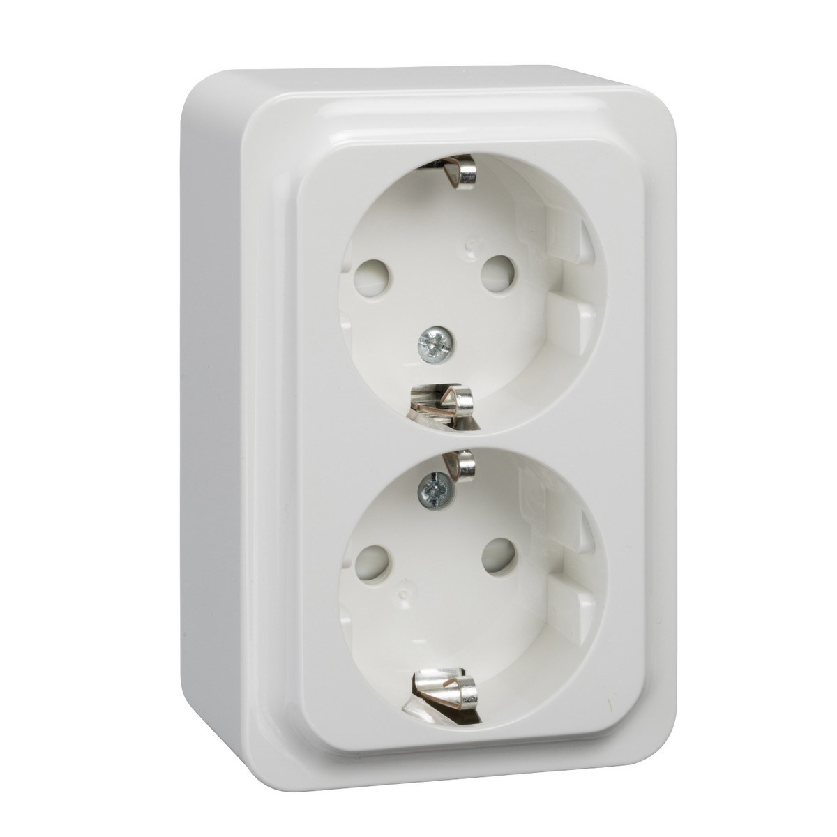 Vägguttag Quick-rot 2-v UTP Jord skrv, vit