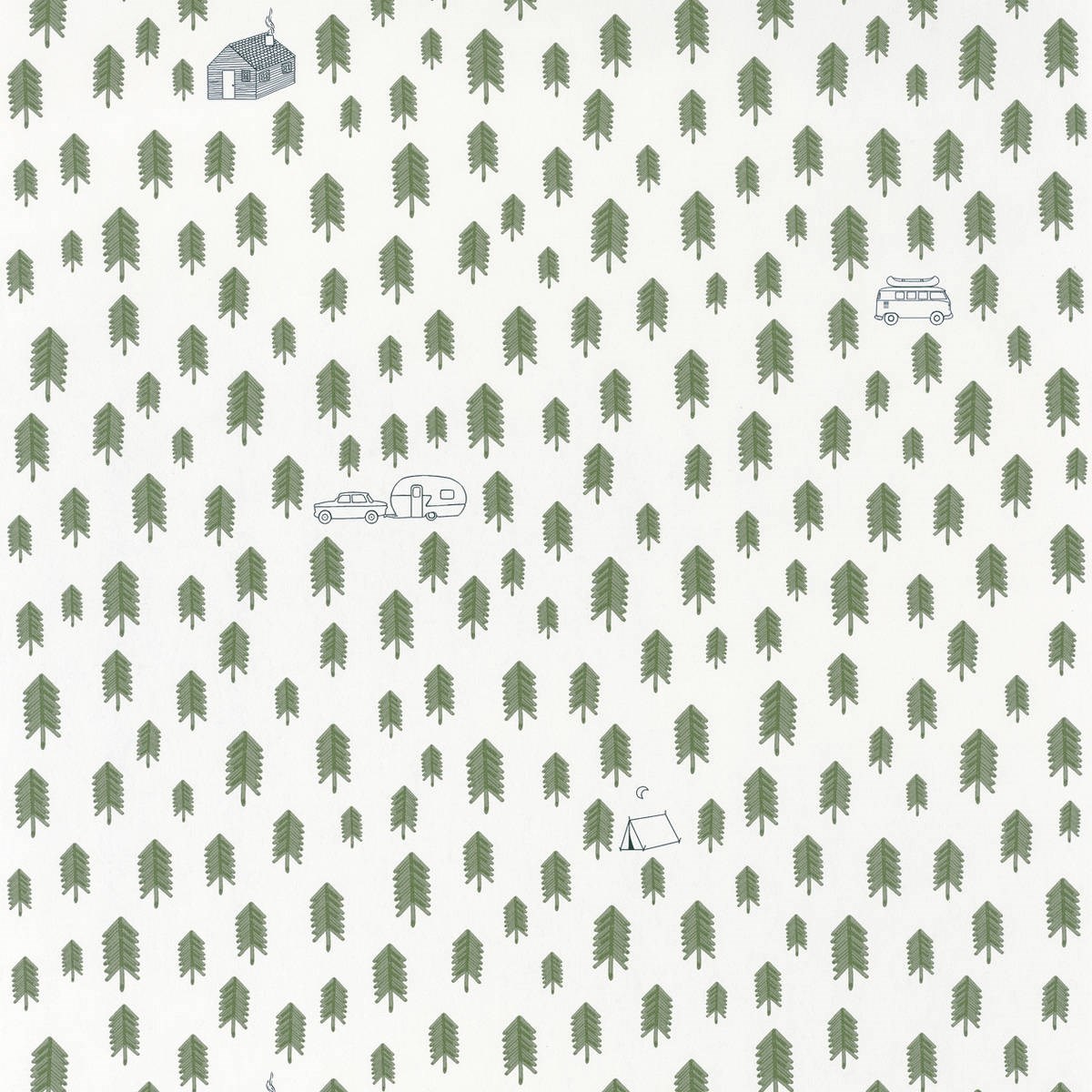 Tapet Our Planet Summer Camp' Vert Kaki / Bleu Nuit Oup101977417