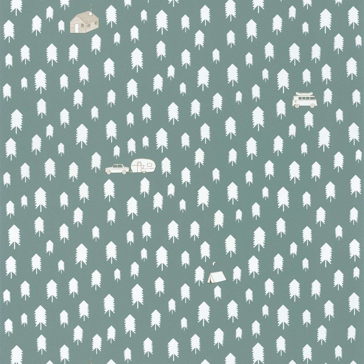 Tapet Our Planet Summer Camp' Vert D'eau / Beige Oup101977134