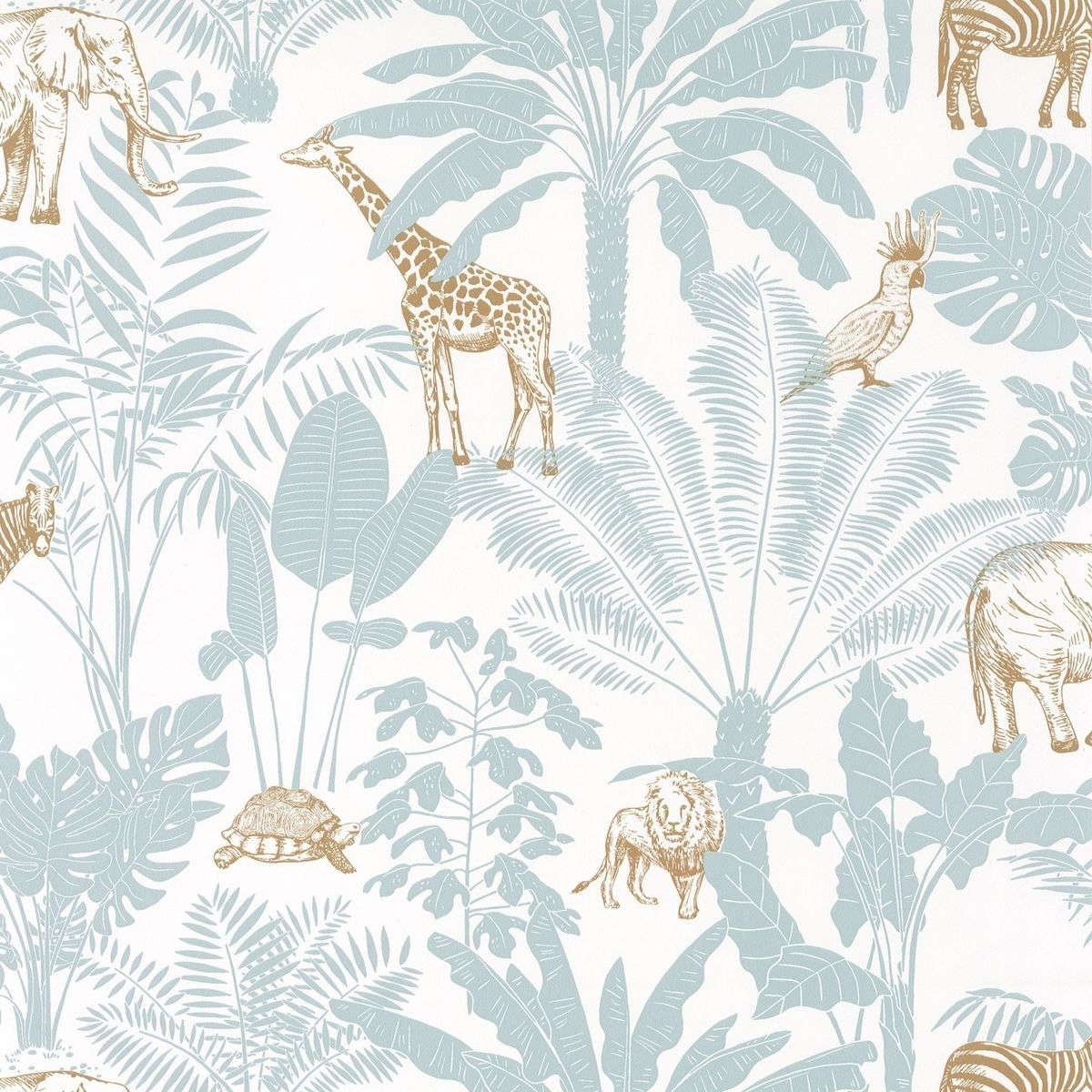 Tapet Our Planet Jungle Trip Vert D'eau / Ocre Oup101957121