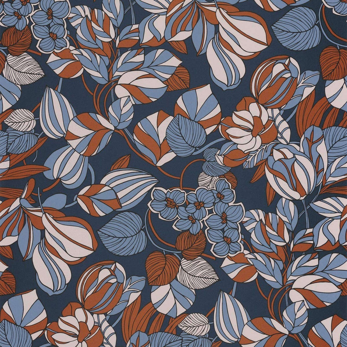 Tapet 1930 Tulipe Bleu / Cuivre Mnct85716414