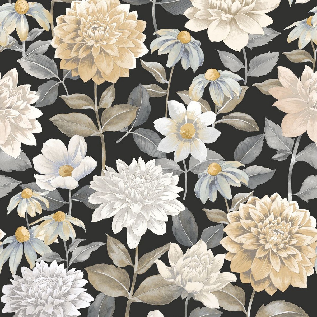 Tapet Gardens Dahlia Noir Fusain Gadn87669622