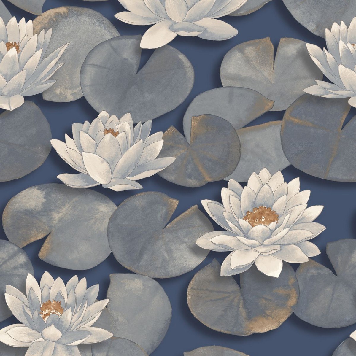 Tapet Gardens Nymphea Bleu Encre Gadn87636981