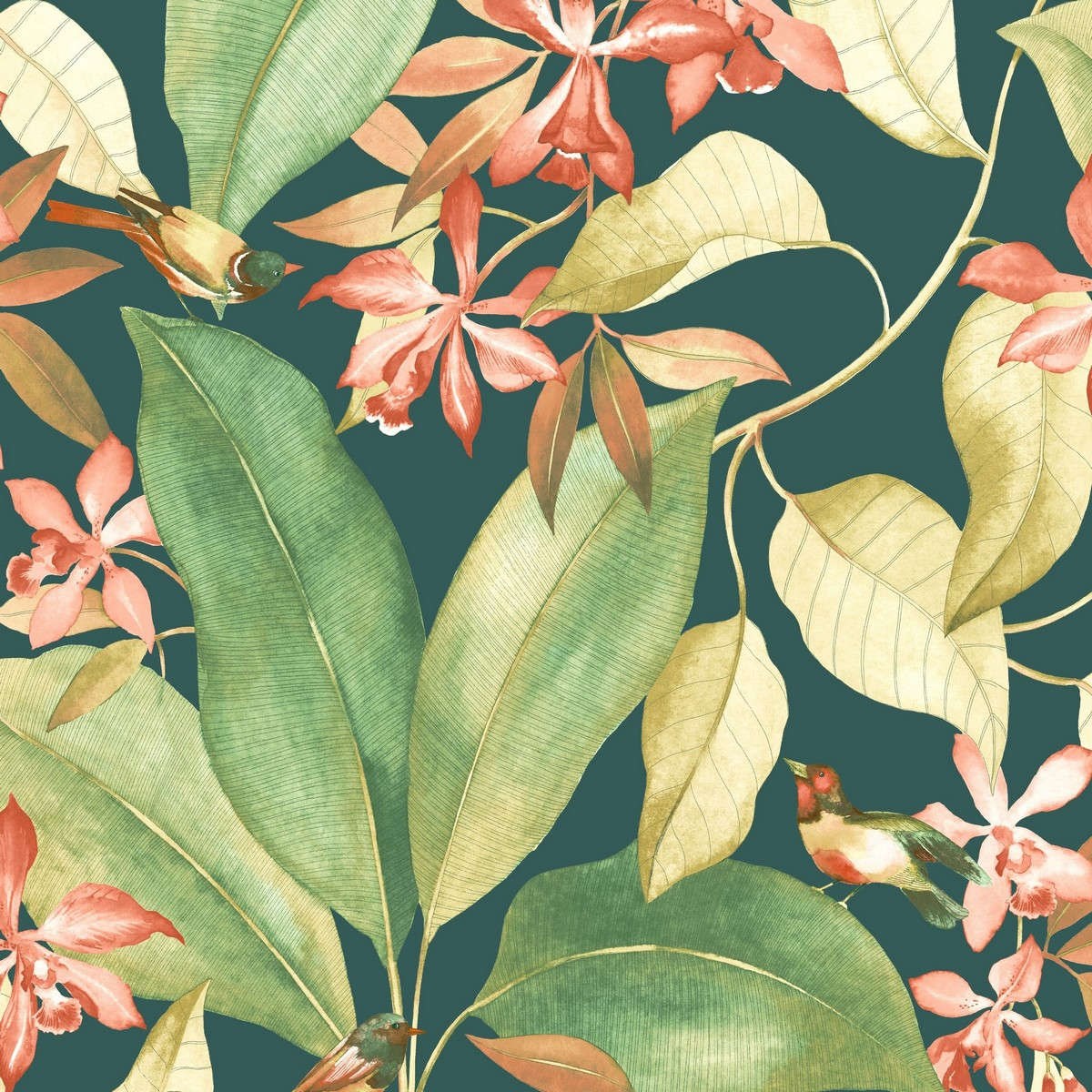 Tapet Delicacy Birdsong Vert / Bleu / Rose Dely85387289