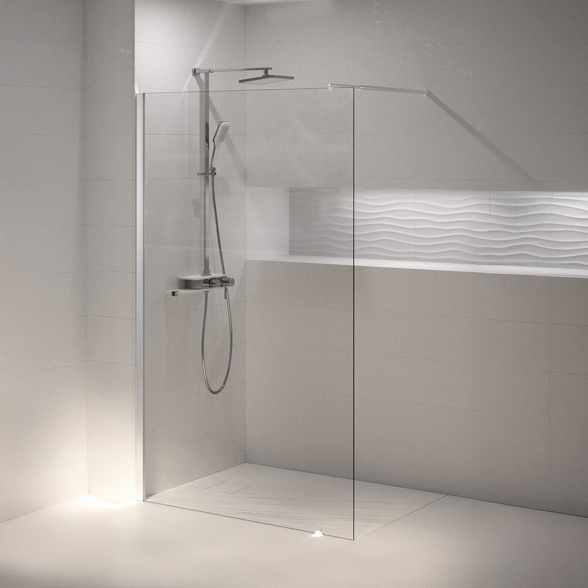 Fast Duschvägg Allibert Krom Klarglas 80x195cmFast Duschvägg Allibert Krom Klarglas 80x195cm