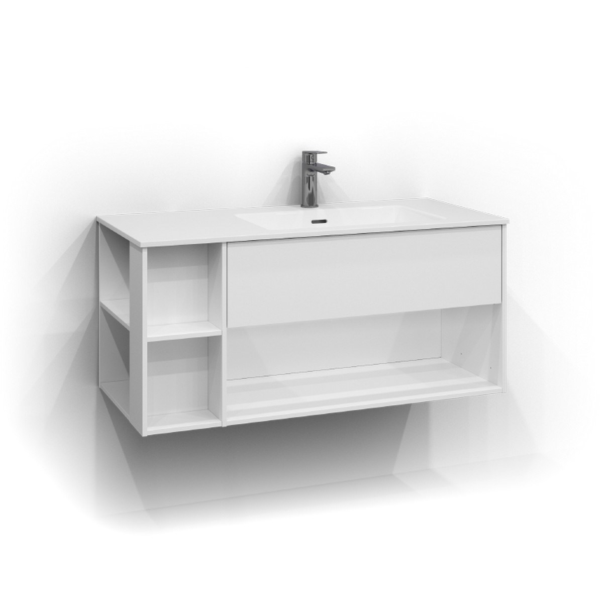 Kommod Epos 1 Låda Och Öppen Förvaring Höger 100x45cm, Vit, Plan, Push Open