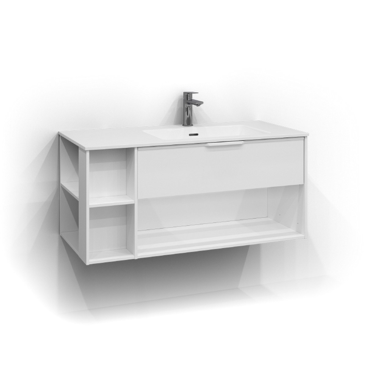 Kommod Epos 1 Låda Och Öppen Förvaring Höger 100x45cm, Vit, Relief