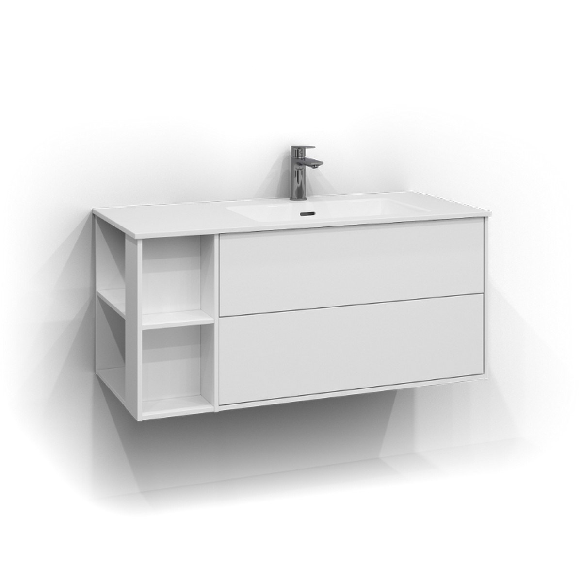 Kommod Epos 2 Lådor Höger 100x45cm, Vit, Plan, Push Open