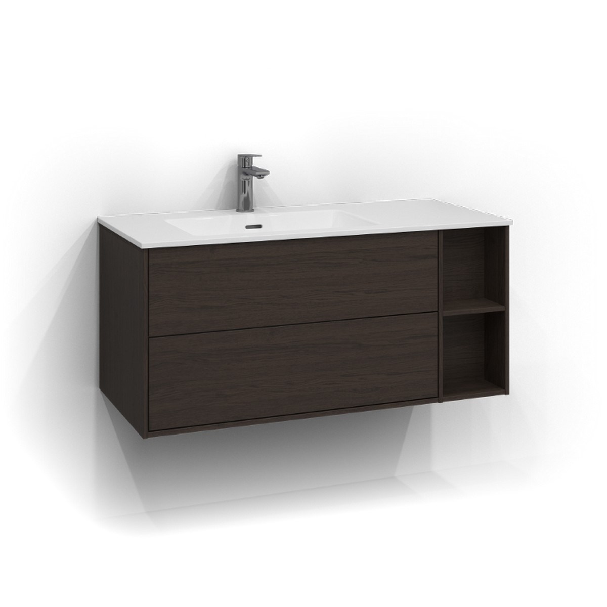 Kommod Epos 2 Lådor Vänster 100x45cm, Brun Ask, Plan