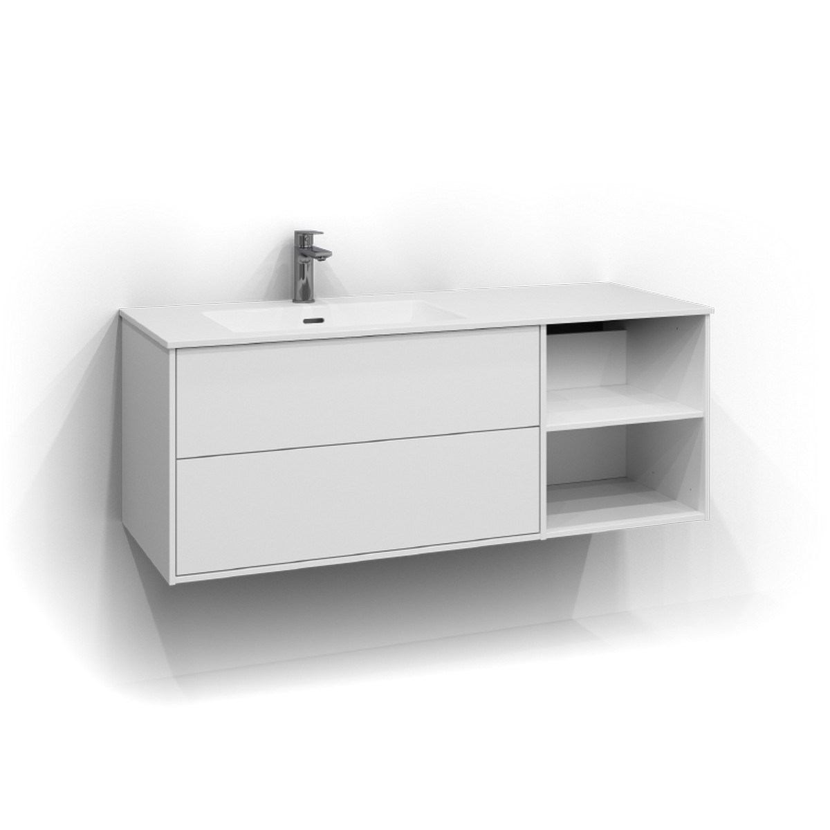 Kommod Epos 2+0 Lådor Och Öppen Förvaring Vänster 120x45cm, Vit, Plan