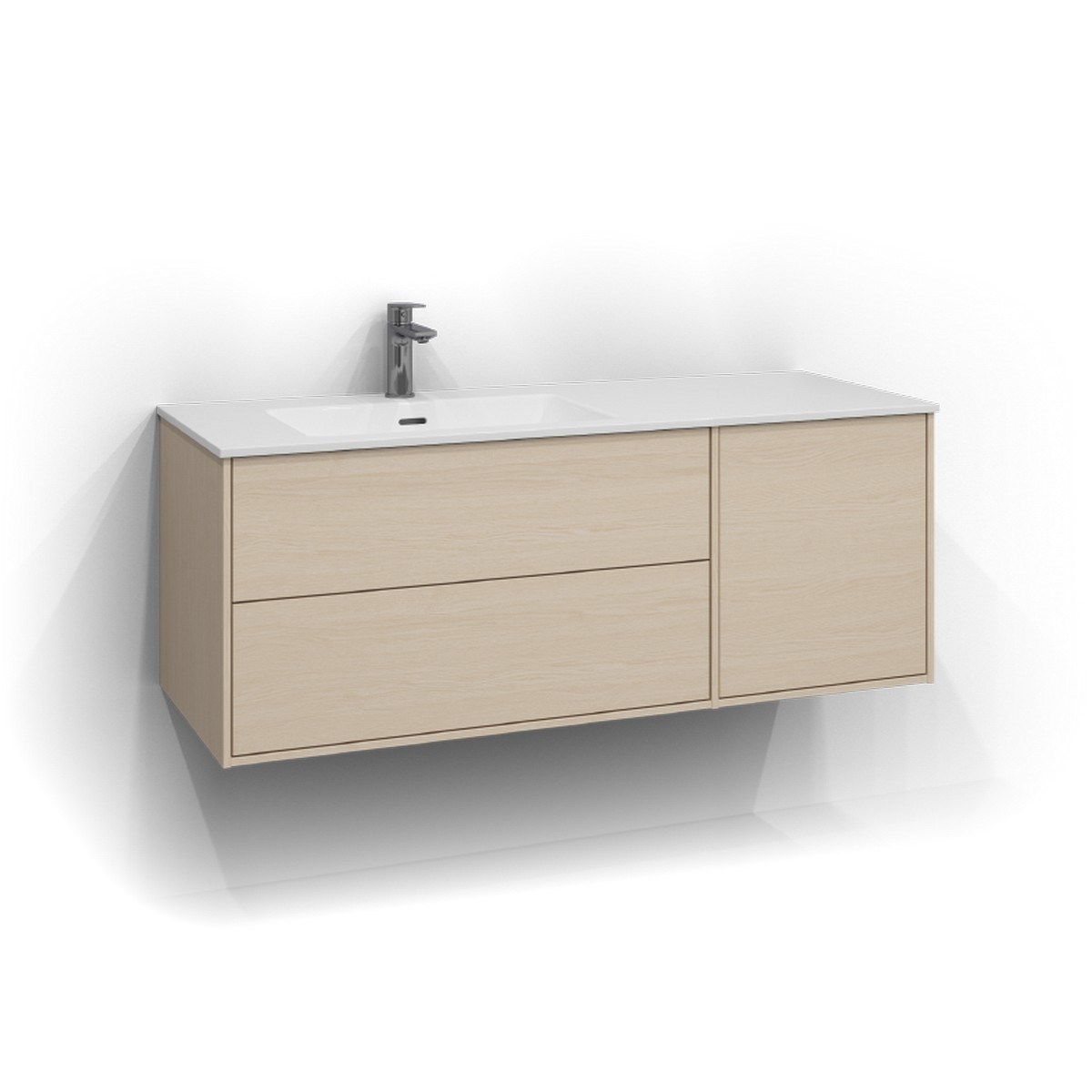 Kommod Epos 2+1 Lådor Och Öppen Förvaring Vänster 120x45cm, Vit Ask, Plan