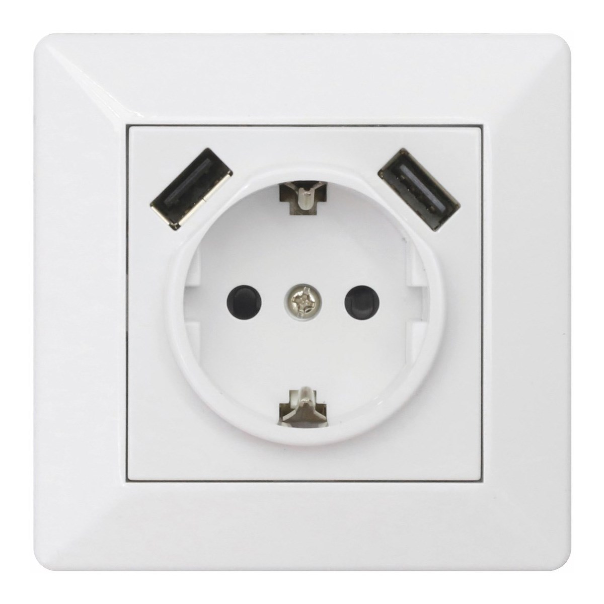 Vägguttag Delta USB 1-vägs + 2 x IXUSB, Jordad, Vit