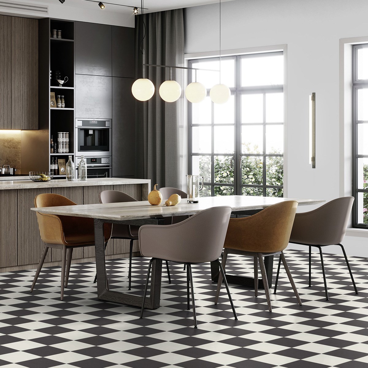 Plastmatta Start Damier Black & White 400cm