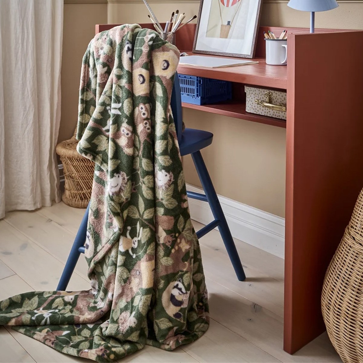 Pläd Skogsliv Grön, 150x130cm