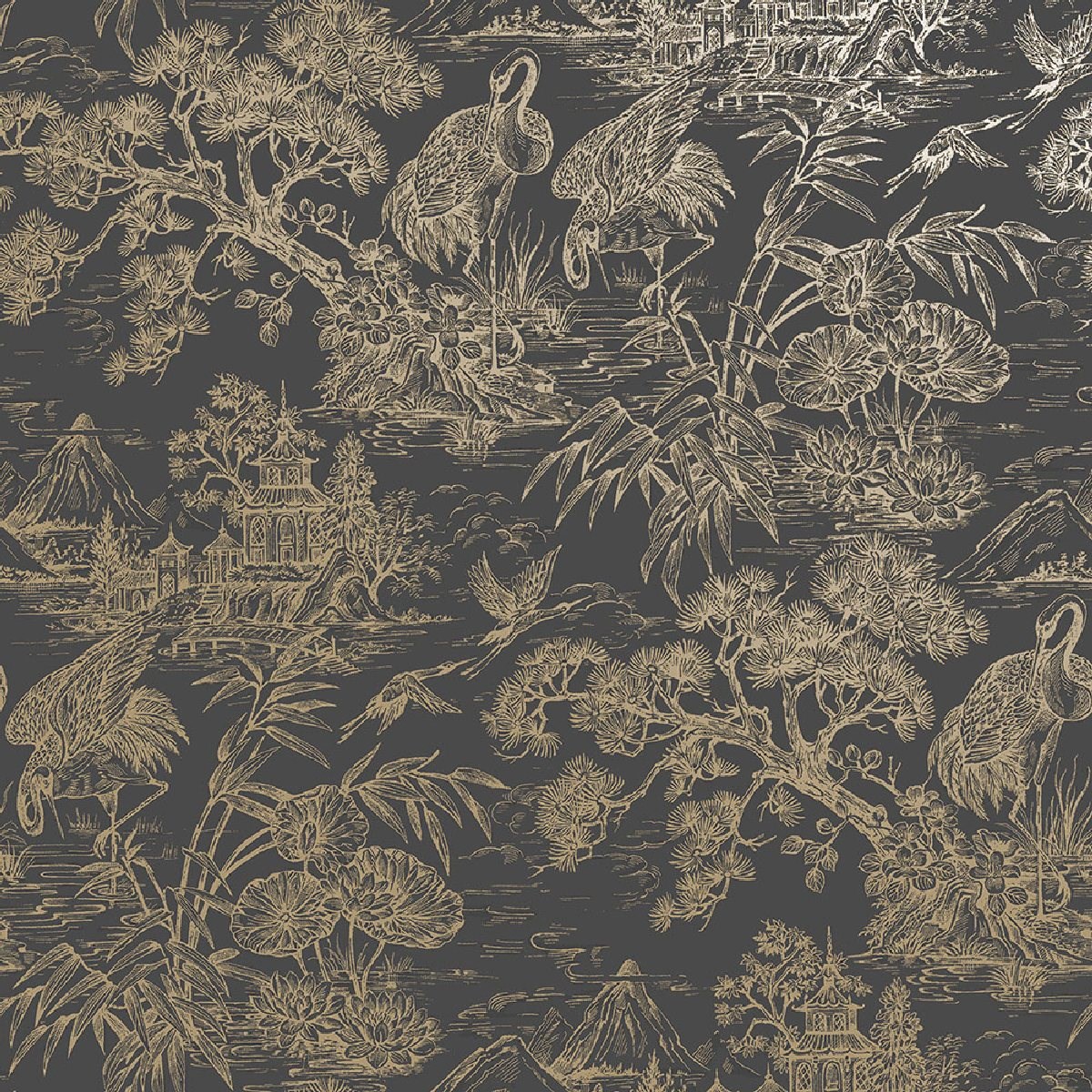 Tapet Utopia II Natoru Charcoal Gold 91701