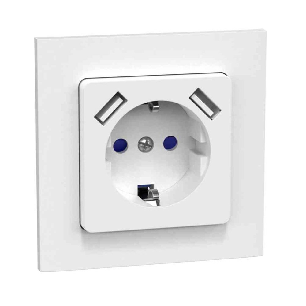 Jordat Vägguttag Connect 2 Home 1-vägs + 2 Usb, Infälld