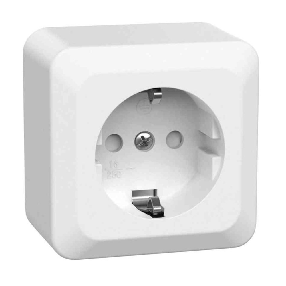 Jordat Vägguttag Connect 2 Home Vit, 1-vägs, Utanpåliggande
