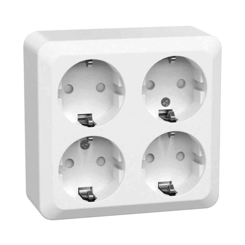 Jordat Vägguttag Connect 2 Home Vit, 4-vägs, Utanpåliggande