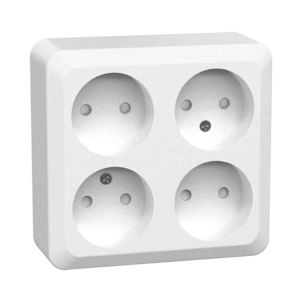 Jordat Vägguttag Connect 2 Home Vit, 4-vägs, Utanpåliggande