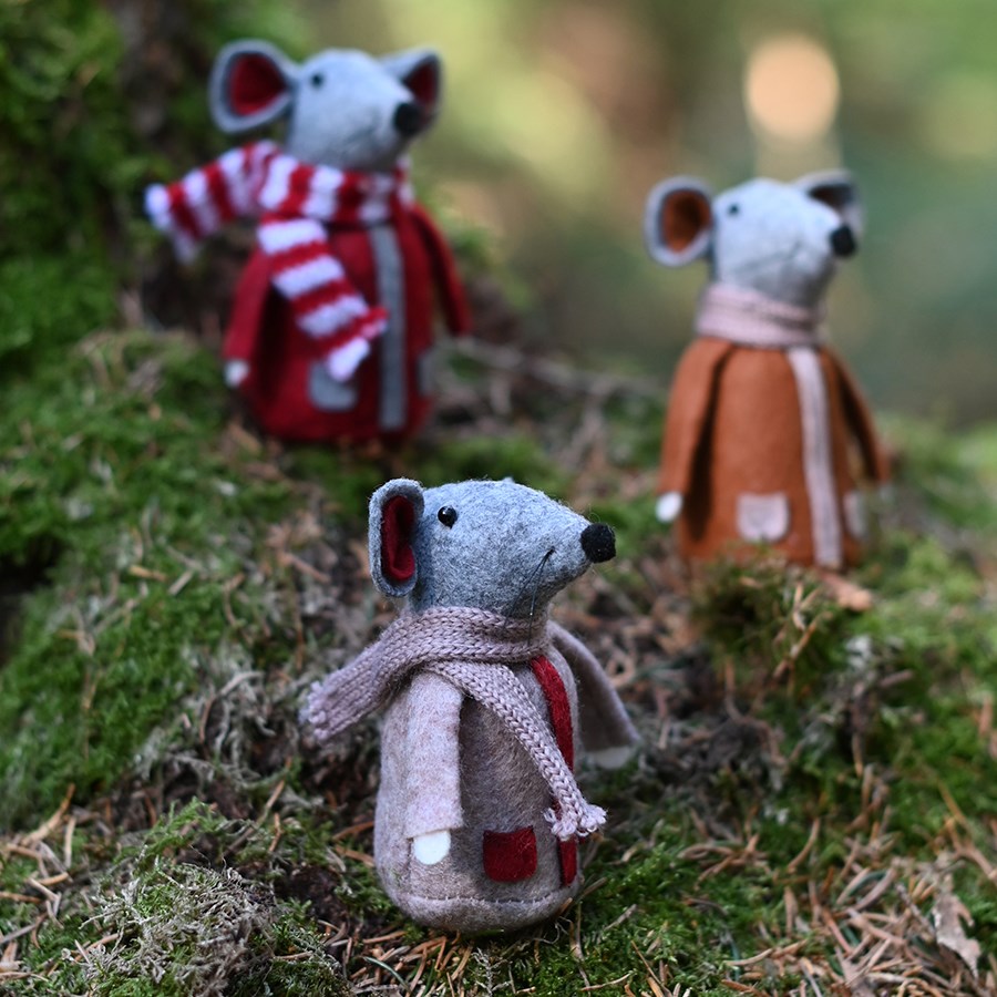 Dekoration Jul Hanging Mouse Coats 3st