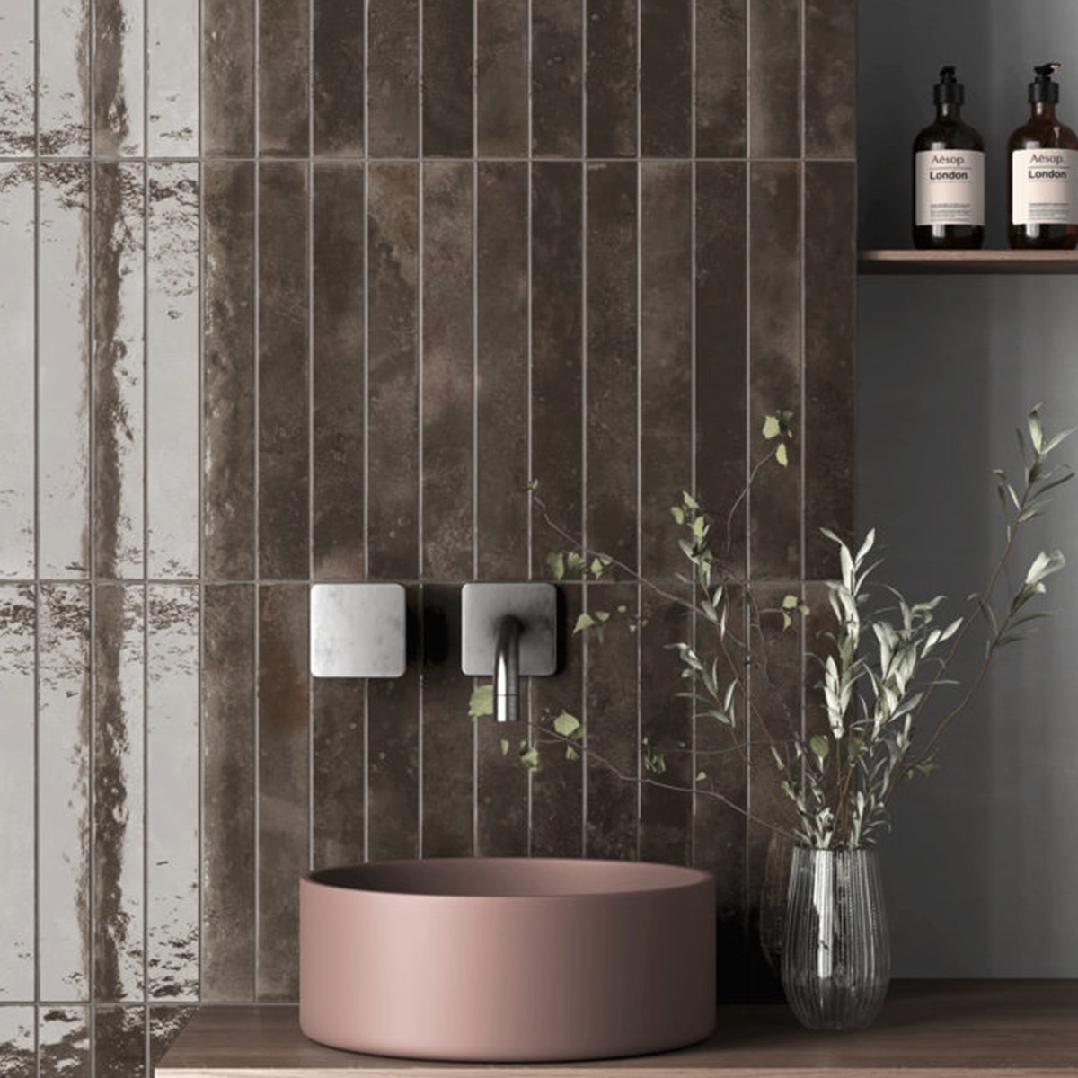 Kakel Bali Black Hat Svart, 5x40cm, Blank