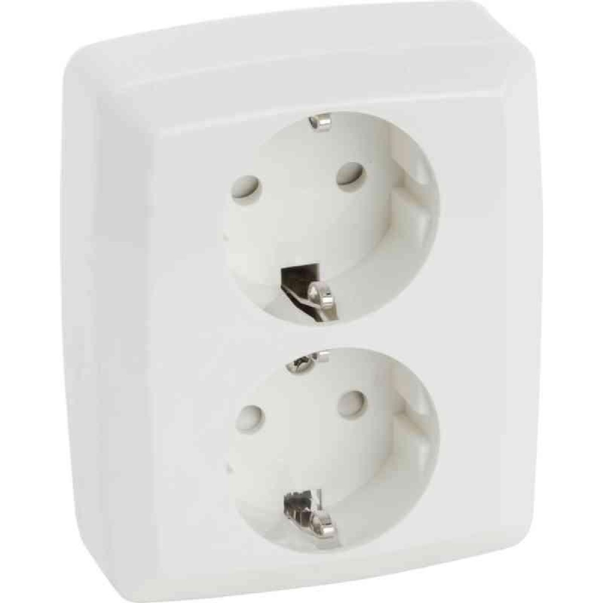 Jordat Vägguttag Vit, 2-vägs, Infälld