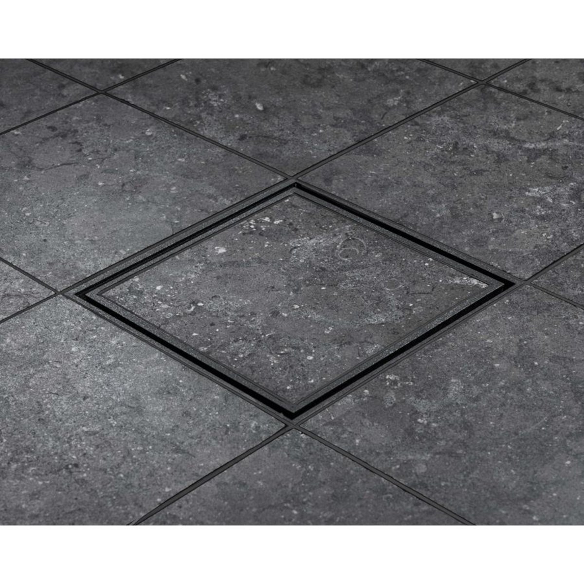 Golvbrunnssil Tile In Frame Mörk Granit, 200x200mm