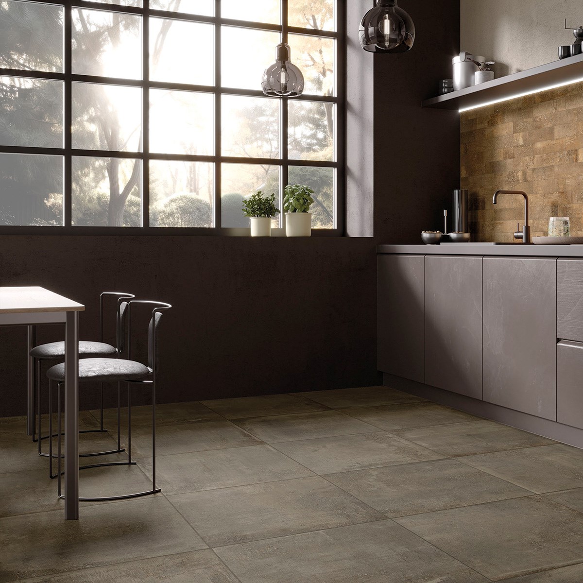 Klinker Granitkeramik Concrete Dark Mörkgrå, 60x60cm, Matt