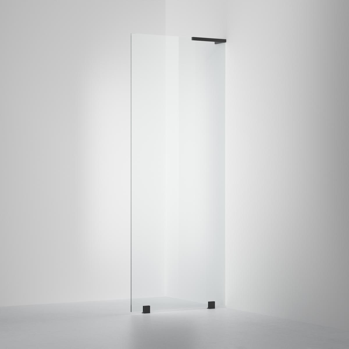 Fast Duschvägg Arc 20 Original Brushed Black, 80x200cm, Clear Med Time