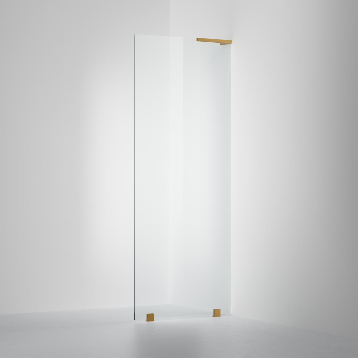 Fast Duschvägg Arc 20 Original Brushed Brass, 80x200cm, Clear Med Time