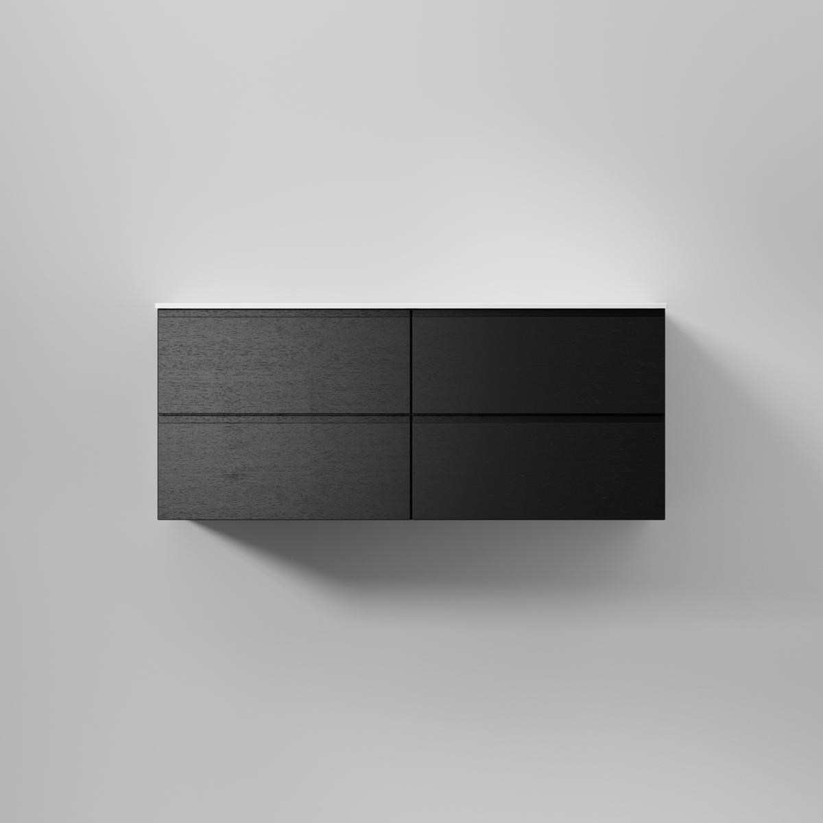 Kommod Core Grip Dubbel 120x45cm, Black Oak, Slät