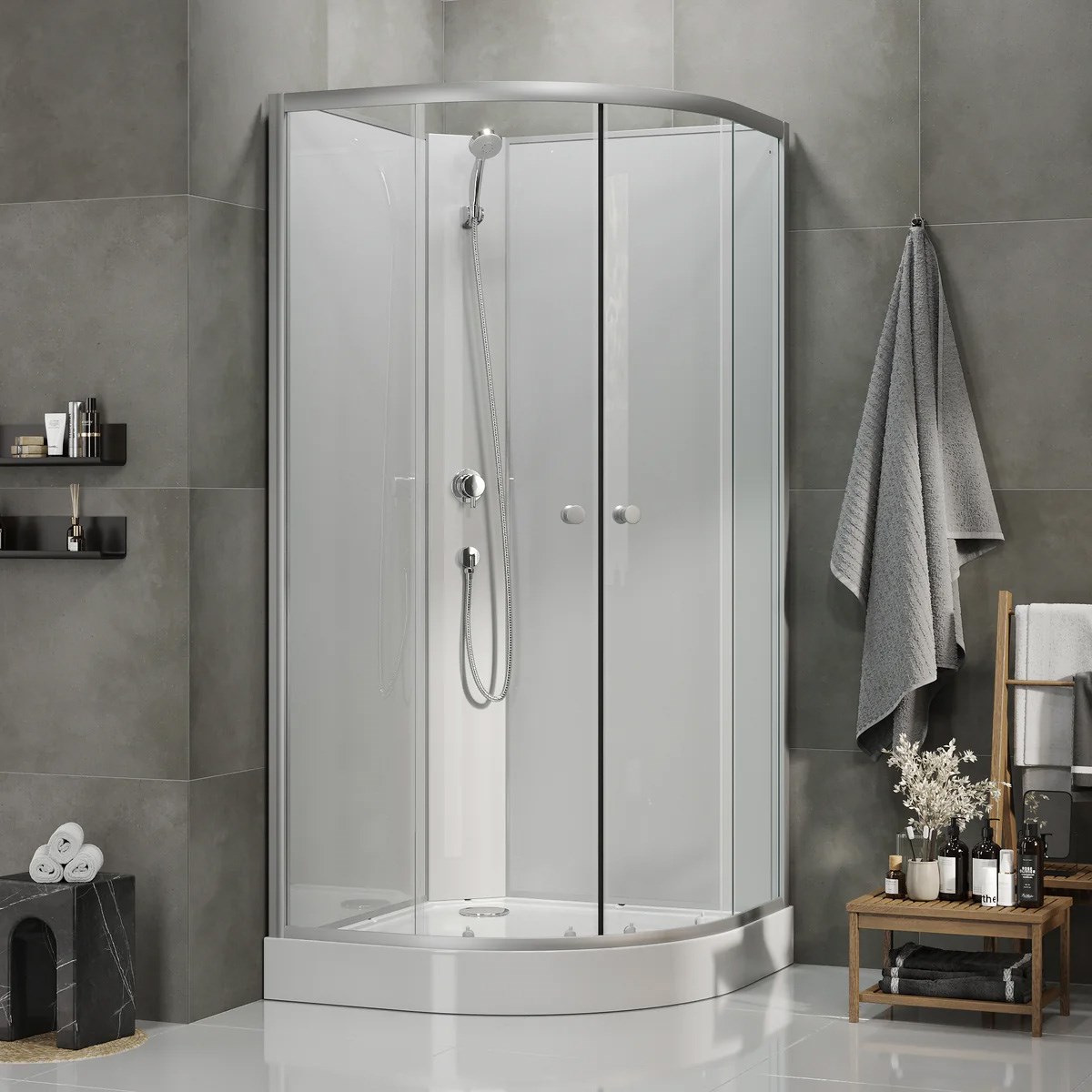 Duschkabin Austin Satin Matt, 90x90x195cm, Klarglas