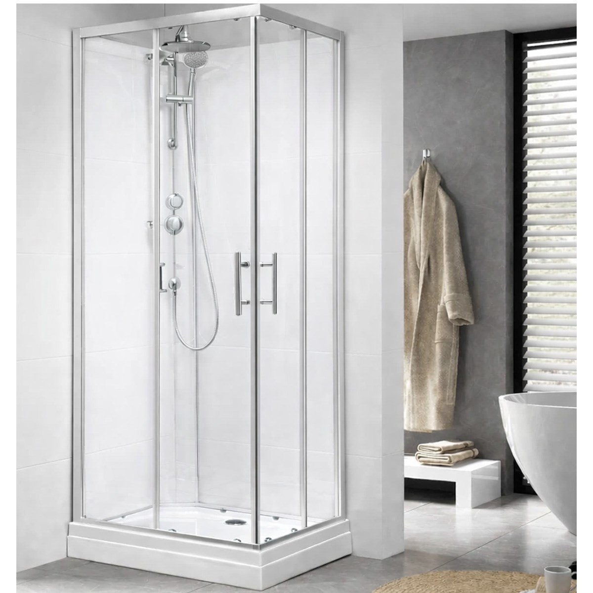 Duschkabin Gårdsjö Vit, 80x80x215cm, Klarglas