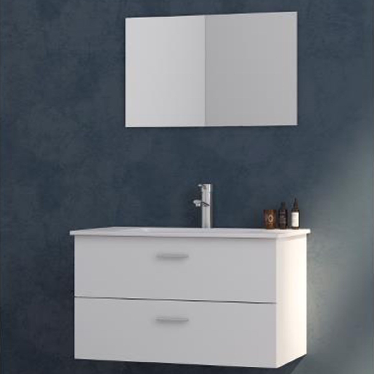 Badrumsmöbelpaket Bergamo inkl Spegel 60cm, Matt, Vit