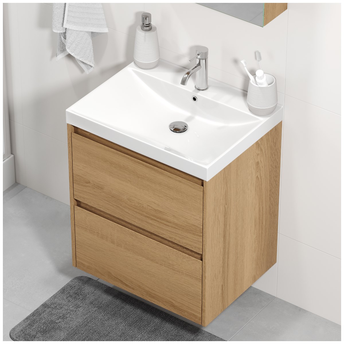 Handfat Lysvik 60cm, Blank, Vit