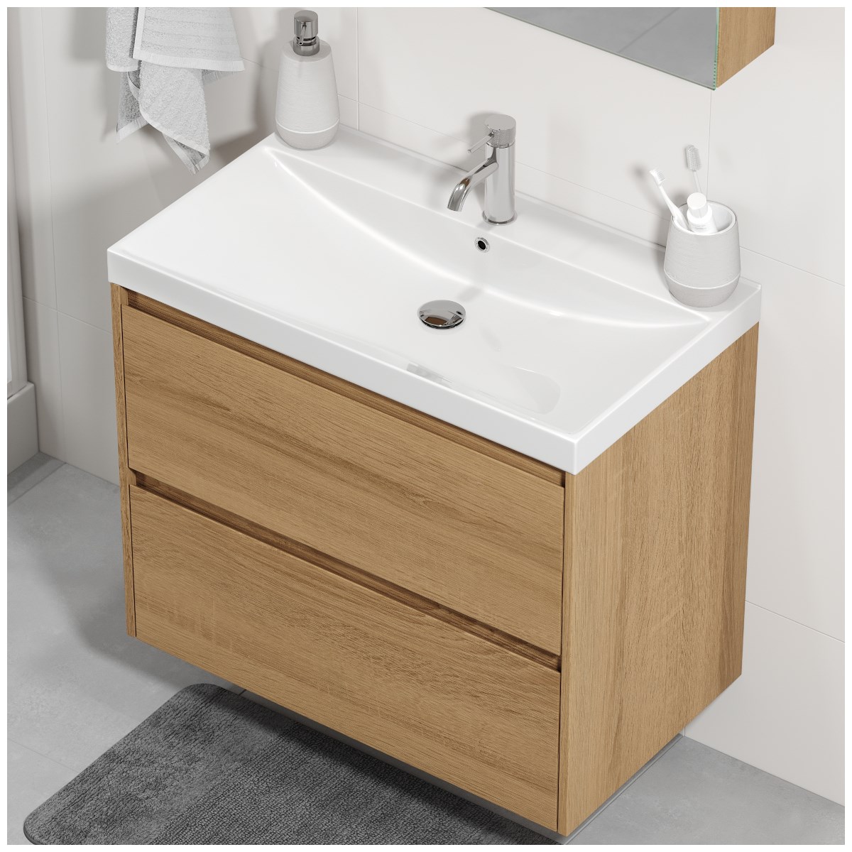 Handfat Lysvik 80cm, Blank, Vit