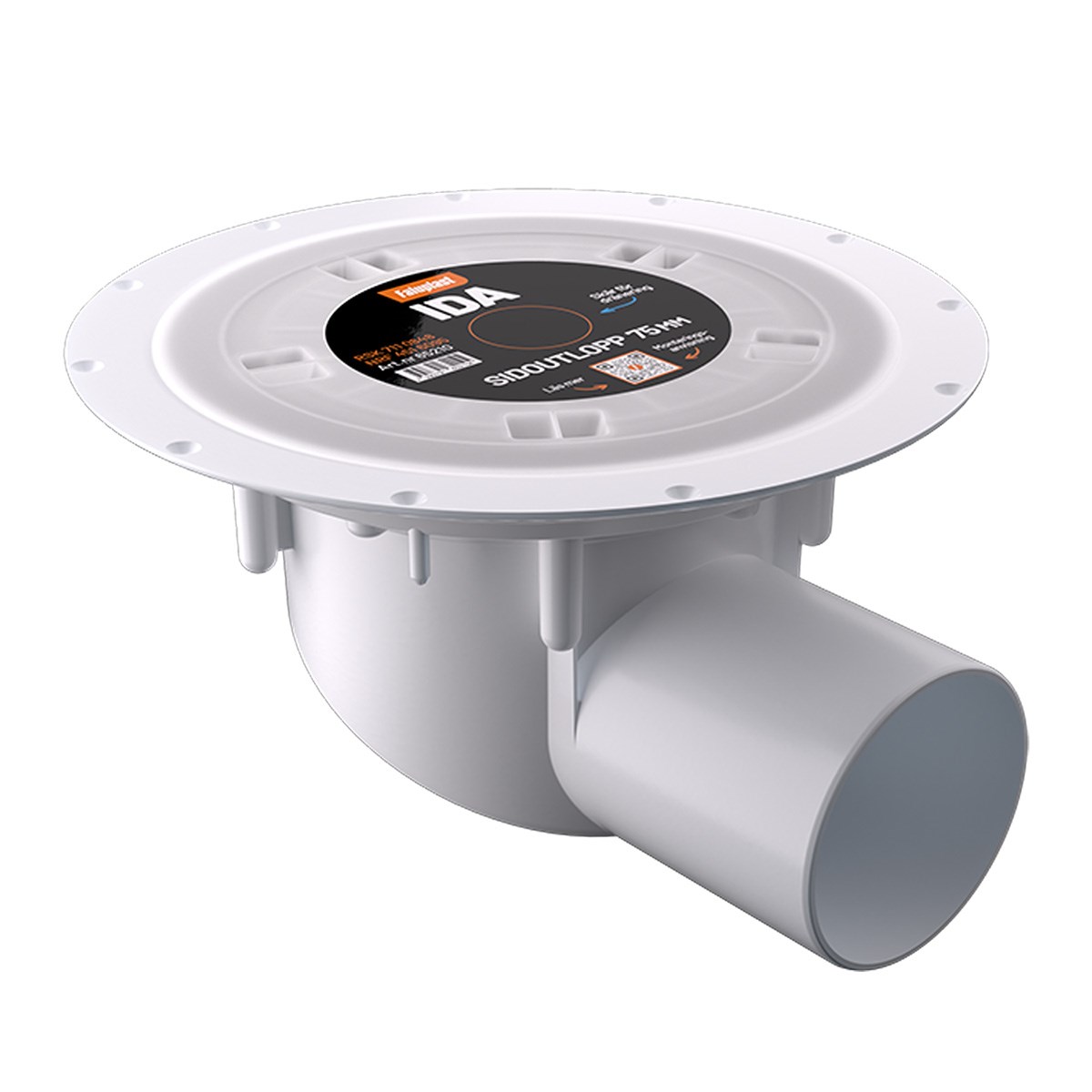 Golvbrunn Ida 75 Sidoutlopp Vit, 220mm