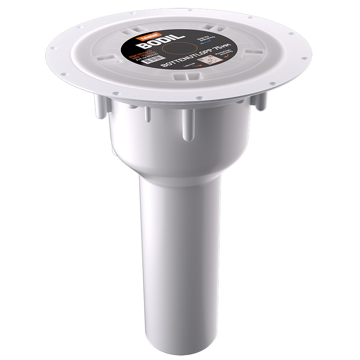 Golvbrunn Bodil 75 Bottenutlopp Vit, 220mm