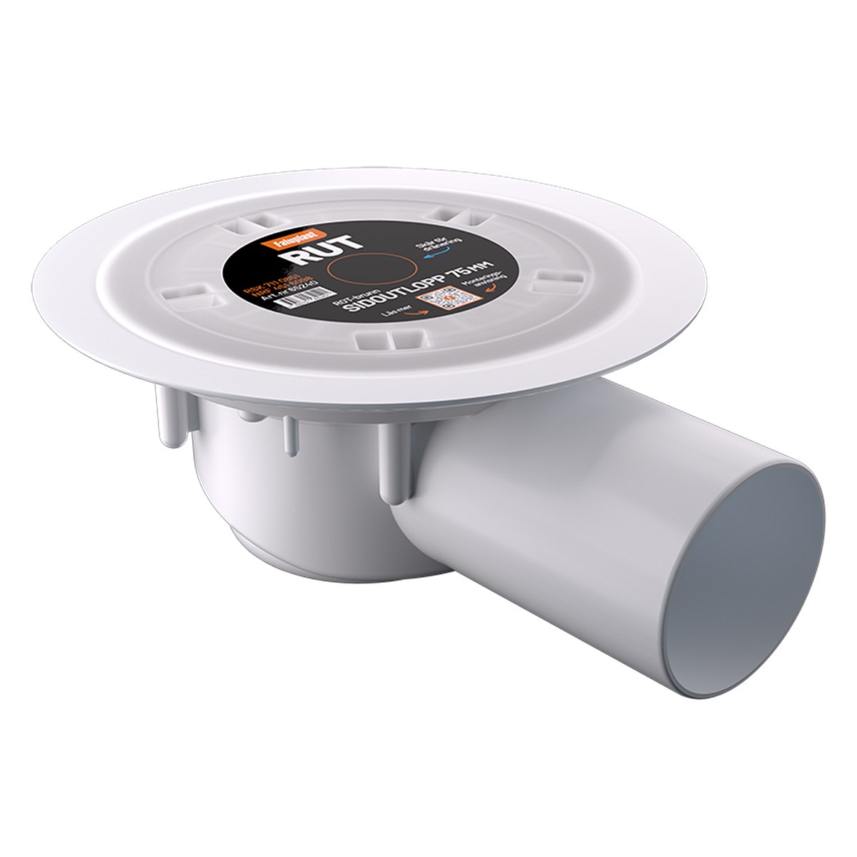 Golvbrunn Rut 75 Sidoutlopp Vit, 220mm