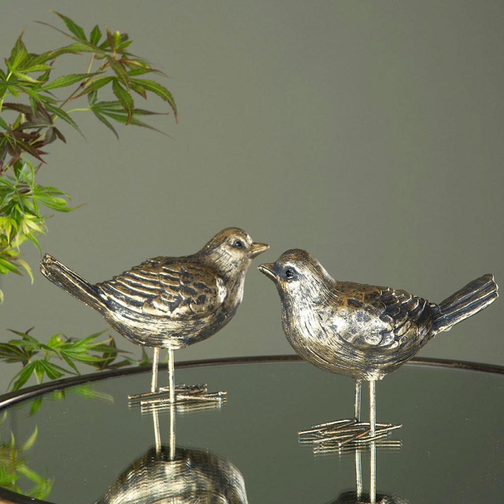 Dekoration Fågel Stående Guld, 1st