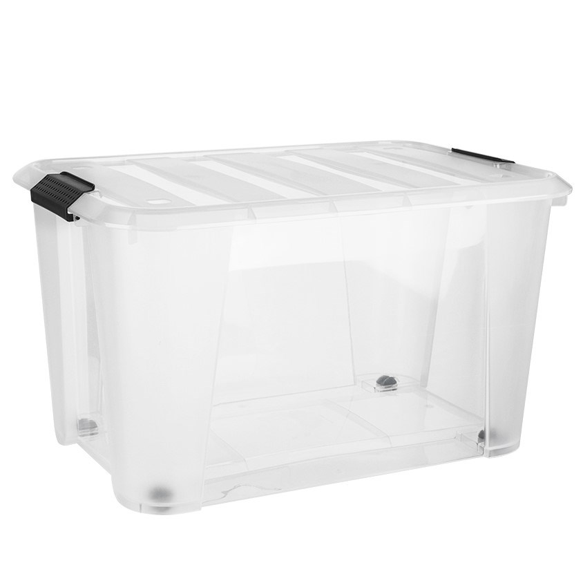 Förvaringslåda Inkl. Lock & Hjul Transparent, 52L