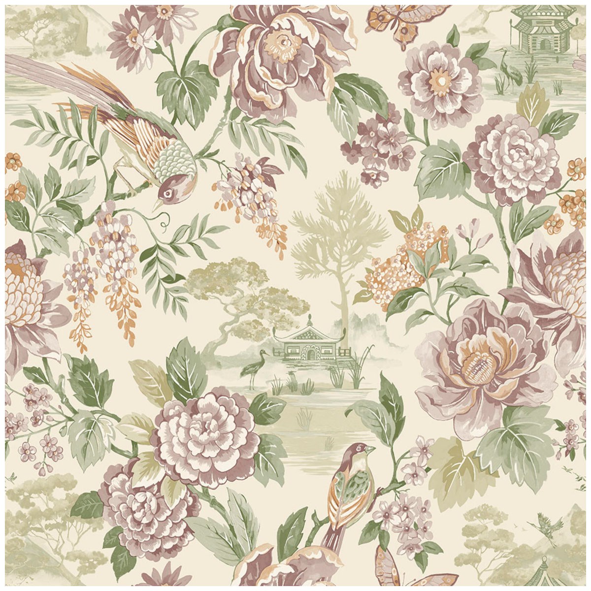 Tapet Journey to the East Hana Green/cream 91830