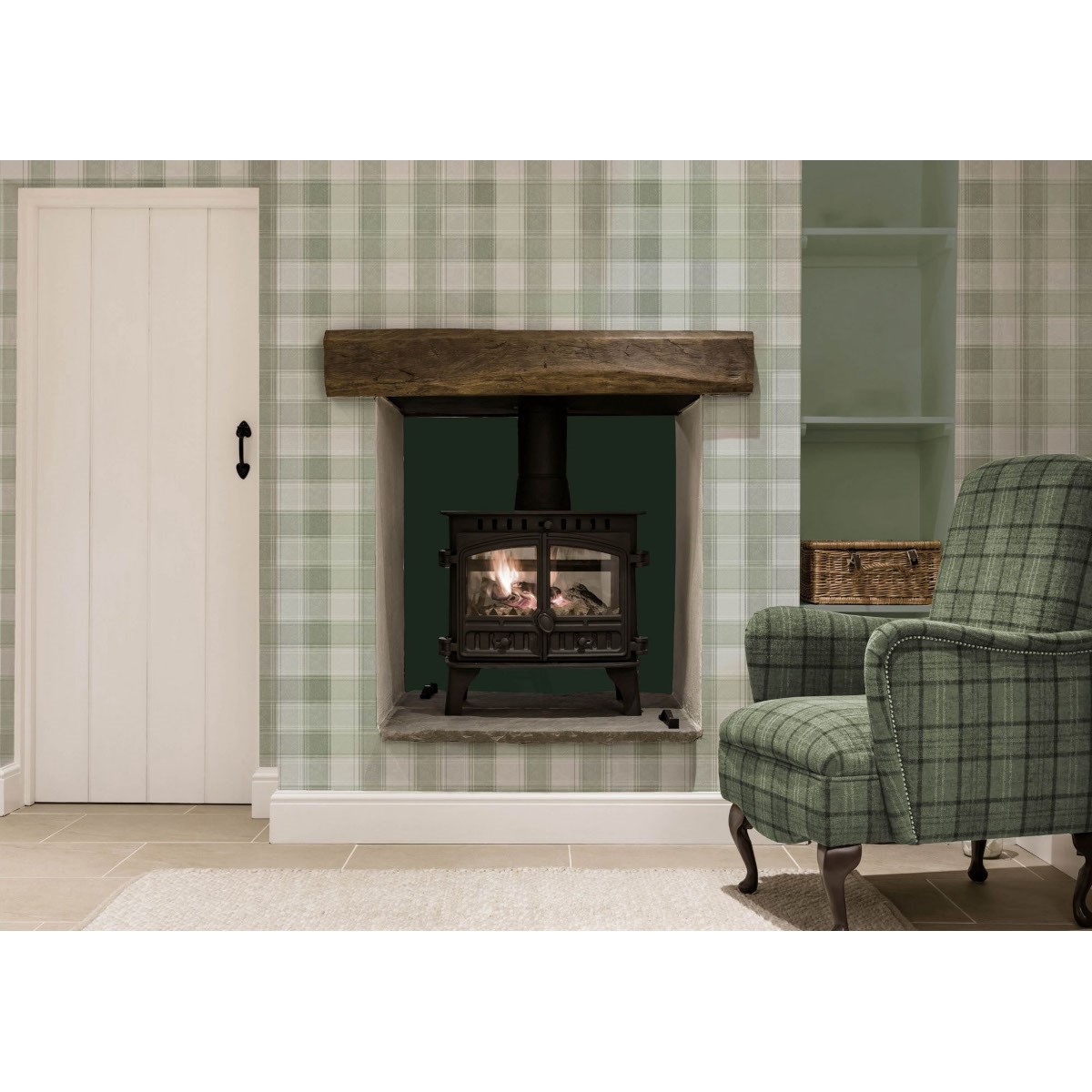 Tapet Fantasia III Country Check Sage 922806