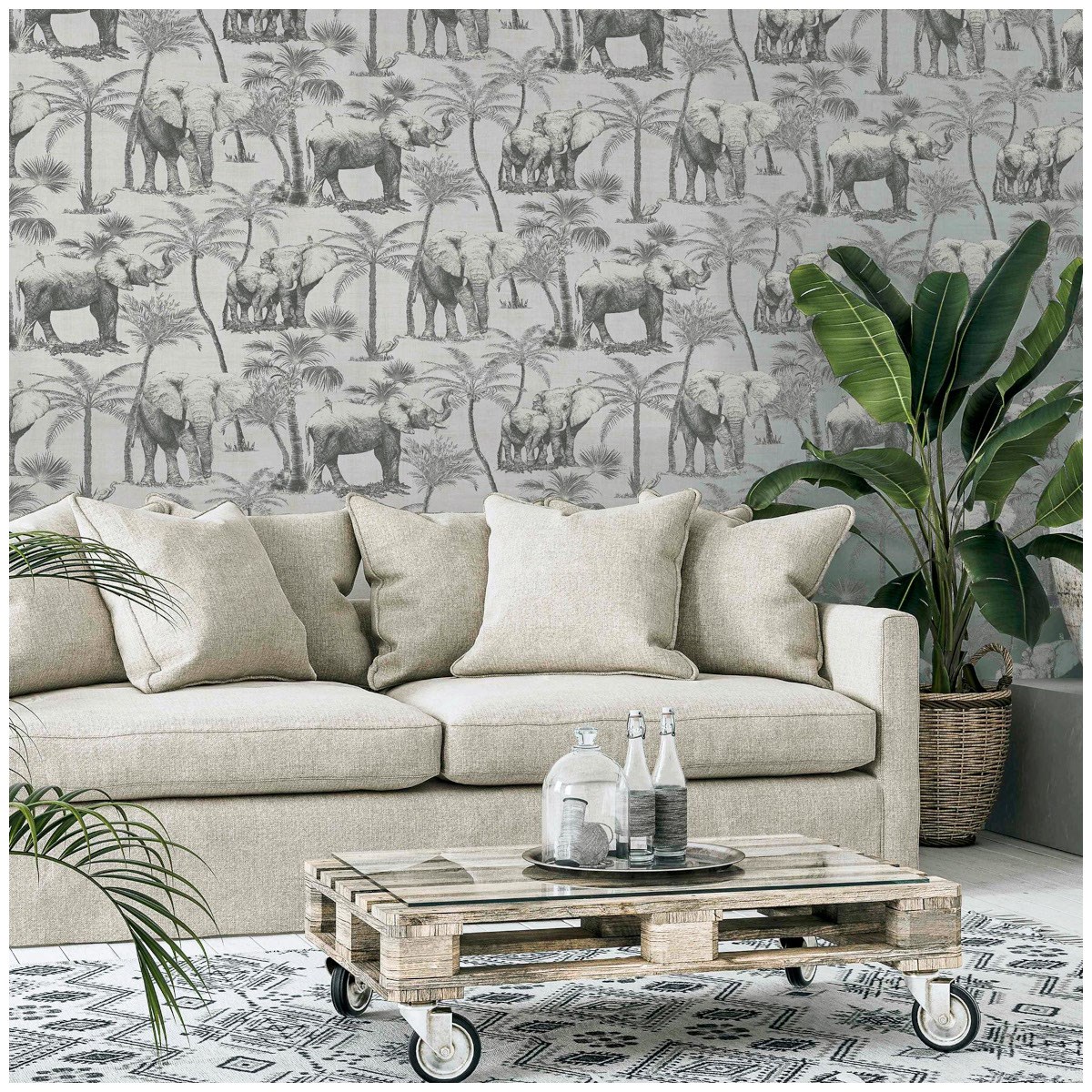 Tapet Fantasia III Safari Elephant Charcoal 296700