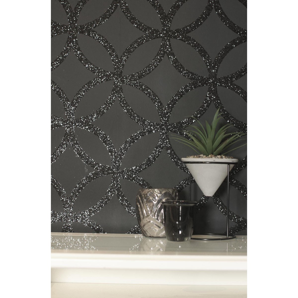 Tapet Fantasia III Sequin Geo Black 921708