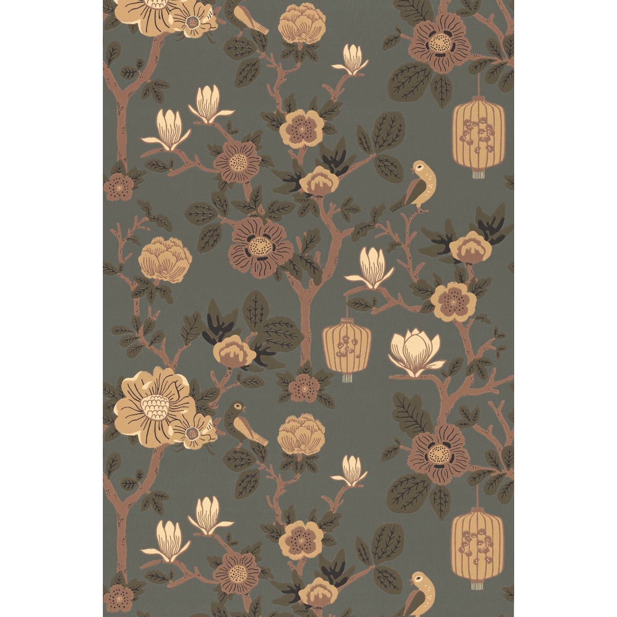 Tapet Tokyo Tea Moonlight Pine Green Blue